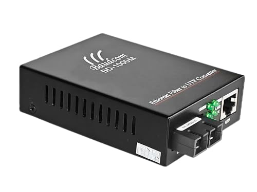BAUDCOM Convertidor de medios a Fibra Gigabit Ethernet 10/100/1000M, transceptores SC monomodo integrados, RJ45 a 1000Base-LX (Dual Fiber, 20KM)
