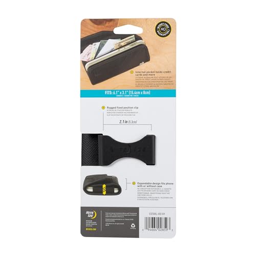 Nite Ize Clip Case Sideways Phone Holster - Protective, Clippable Phone Holder For Your Belt Or Waistband - Extra Large - Black