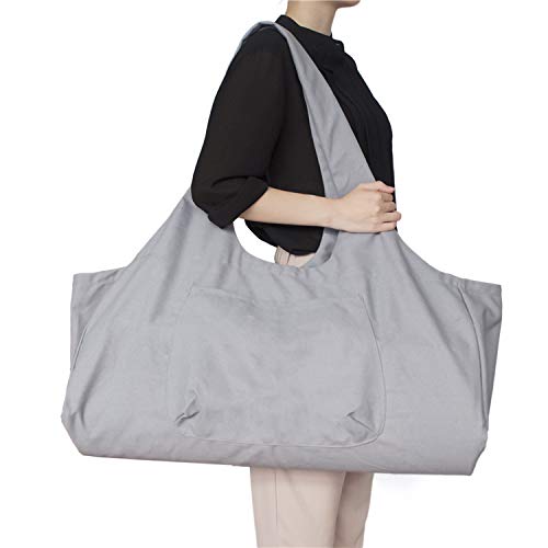 zalati Large Yoga Mat Bag with Side Pocket & Inner Zipper Pocket Canvas Carry Bag for Yoga Gym Outdoor Sports - Purple - Image 3