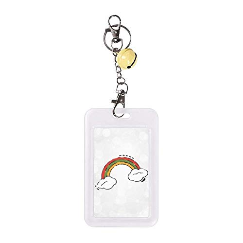 Badge et carte protégés contre l'usure : pochette jaune motif arc-en-ciel