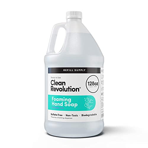 Image of Clean Revolution Foaming Hand Soap Refill with Real Essential Oils, Moisturizing Sulfate-Free Hand Soap, Ready-to-Use Foam Soap Refill for Kitchen & Bathroom (Spring Air, 128oz)