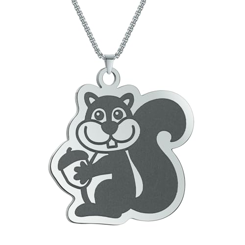 Collier pendentif écureuil ciselé, bijou unisexe aux finitions minutieuses