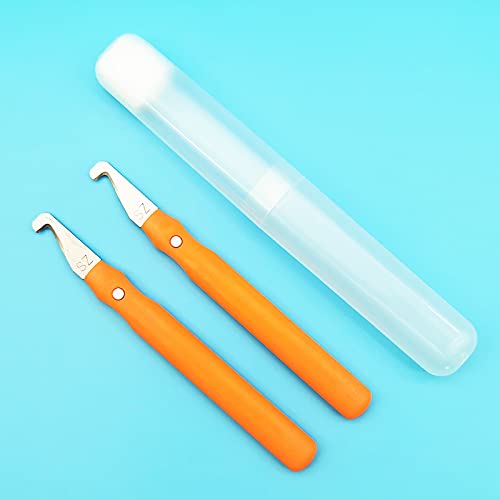 2PC Burr Trimming Scrapers Round Edge Trimming Knife Burr Cutting Tool with Safety Plastic Case for Wood Plastic Industry Products