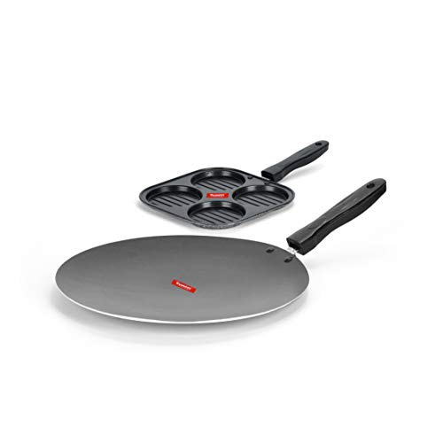 Image of Sumeet NonStick Srebrna Cookware Set (Conceve /Roti Tawa - 28Cm Dia + Mini Multi Snack Maker - 4 Cavity -19.5cm)