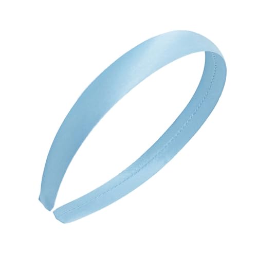Blausky 2 cerchietti in raso da donna, larghezza 2 cm, in raso, tinta unita, per fai da te, antiscivolo, colorato, per capelli, francese, per donne, blu chiaro