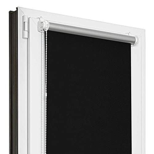 Estika Store occultant Thermique sans percage - Noir - 125 x 220 cm - Store Enrouleur sans percage, Stores intérieurs pour Porte ou Fenetre, Protection...