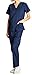 Dagacci Medical Uniform Womens and Mens Scrub Set Unisex Medical Scrub Shirt Top and Pant, Navy, Large, Short Sleeve