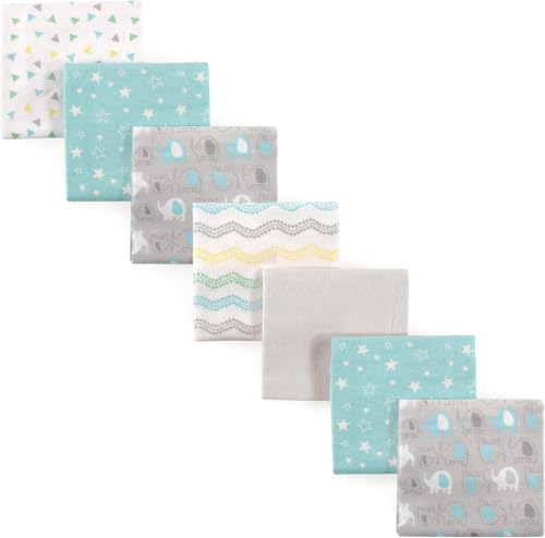 Image of Luvable Friends Unisex Baby Cotton Flannel Receiving Blankets, Basic Elephant, One Size (Pack of 12)
