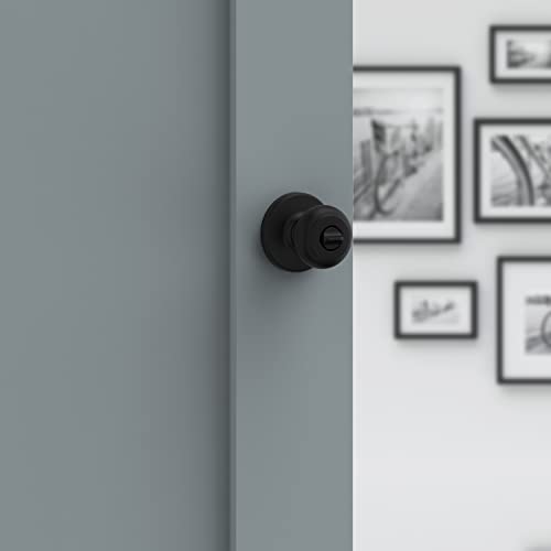 Image of Kwikset Cove Interior Privacy Door Knob with Lock, Door Handle For Bathroom and Bedroom, Matte Black Keyless Turn Lock Doorknob