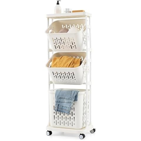 COSTWAY 3-Tier Rolling Laundry Sorter Cart Cover