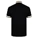 Gabicci Contrasting Collar & Cuff Patterned Jersey Polo Shirt Black