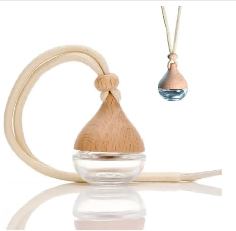 FirstTry Water Drop Hanging Car Air Freshener Perfume Glass Bottle with Wooden Cap & Plane Hanging Rope, Refillable Empty Diffuser Bottle for Essential Oils, Car, Home, Office, Wardrobe-image-44