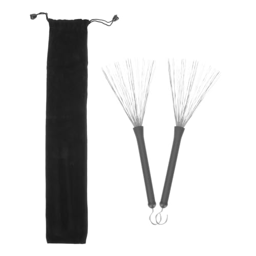 HANABASS 1Set Jazz Drum Brushes with Retractable Wire Sticks and Protective Drawstring Bag Essential Accessories for Drummers for Percussion and Jazz Music Performance