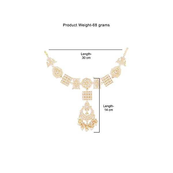 Zaveri Pearls Gold Tone Bridal Kundan Push Back MathaPatti Style Maangtikka For Women-ZPFK13066 - Image 7