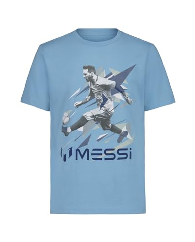 Image of Messi Boys' Lifestyle Short Sleeve T-Shirt, Slim-fit Graphic Tee, Cotton Blend Fabric