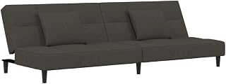 78.7 Inch Convertible Velvet Sofa Bed with 2 Pillows Dark Gray