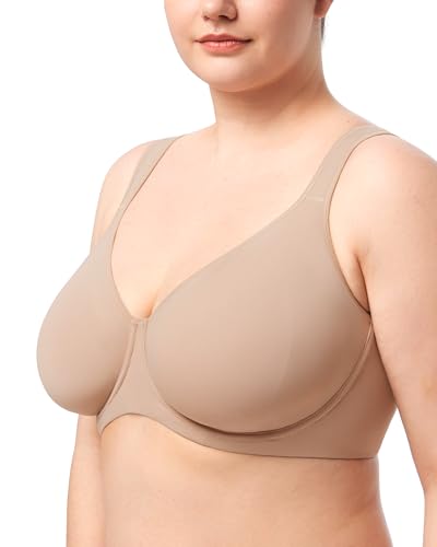Image of HSIA Bras for Women Minimizer Full Coverage, Plus Size T Shirt Unlined Underwire Smooth Bra, Seamless Cups Joan Ultimate Soft