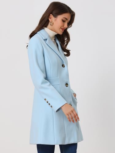 Image of Allegra K Womens Winter Elegant Pea Coat 2026 Single Breasted Long Overcoat | Notch Lapel Collar, Warm, Work Office Trench Coats,Outwear Outfit