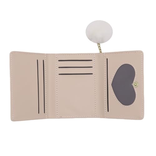 Cute Wallet for Women Card Holder Small Trifold RFID Blocking Short Purse with Pompom Pendant for Girls Ladies3