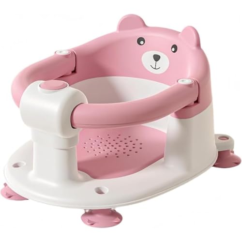Vlfn ベビーバスチェア、幼児用バスシート、シットアップバスシート、安全素材 転倒防止 滑り止め 清潔 携帯便利 背もたれ付き おふろマット 幼児入浴サポート お風呂 お座り練習 お風呂椅子 入浴補助用具 滑り止め (ピンク)