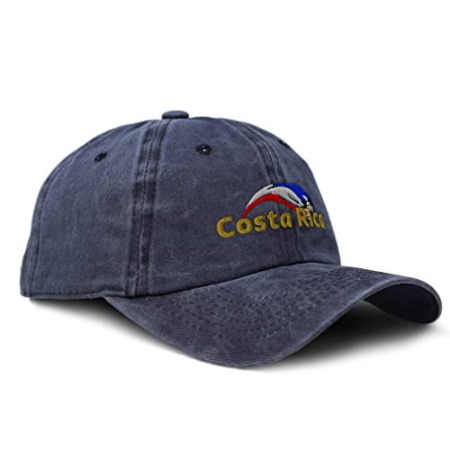 Speedy Pros Soft Washed Baseball Cap Costa Rica Soccer Cotton Dad Hats for Men & Women Navy Design Only