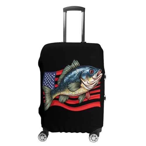 Bass Fish U.S.A. Flag Travel Luggage Cover for Suitcase 19-32 Inches Elastic Washable Baggage Protector