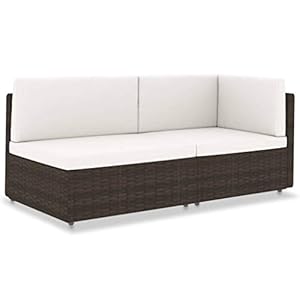 FUDUGEHMIOFWFJJ Modulares 2-Sitzer Poly Rattan Sofa