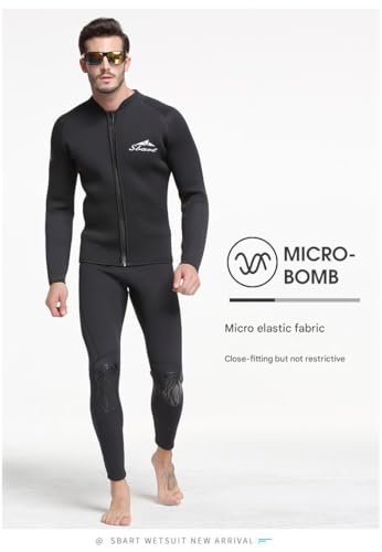 Chaqueta de Neopreno 3MM para Hombre, Manga Larga, Negra, Traje Seco para Triatlón, Tops para Surf y Natación miniatura 7