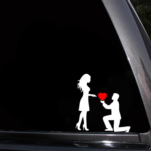 Image of Proposal Love Car Vinyl Sticker - Single Knee Down Romantic Design for Car Door, Body & Rear Windshield - Personality Car Decal 6 inch