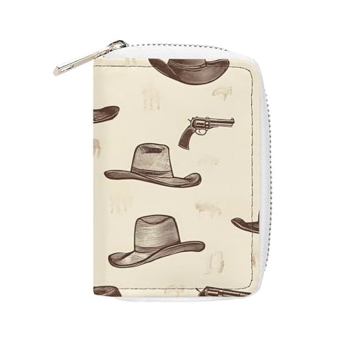 Cowboys Hats Guns Small Business Credit Card Holder Wallet with 20 Card Slots Case Coin Purse Pouch