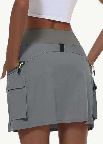 Image of MIVEI Skorts for Woman - Hiking Cargo Skorts with Zipper Pockets, High Waisted Quick Dry Golf Workout, Dressy Casual
