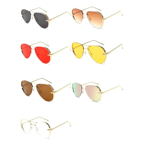 willochra Rimless Double Beam Oversized Pilot Sunglasses Women Luxury Vintage Metal Frame Oval Shades Eyewear For Ladies4