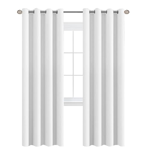 Image of H.VERSAILTEX White Curtains for Bedroom Pure White Curtain 96 inches Long for Christmas Thermal Insulated Window Treatment Panel /Drape for Living Room, White, One Panel, Grommet Top, 52 inch W x 96 inch L