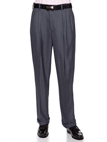GIOVANNI UOMO Mens Pleated Front Dress Pants with Hidden Expandable Waist Heather Blue-31 Medium