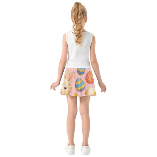 Joisal Cute Cartoon Easter Bunnies Girls Skorts Athletic Shorts Kids Tennis Skirts Summer School Skirt 3t4