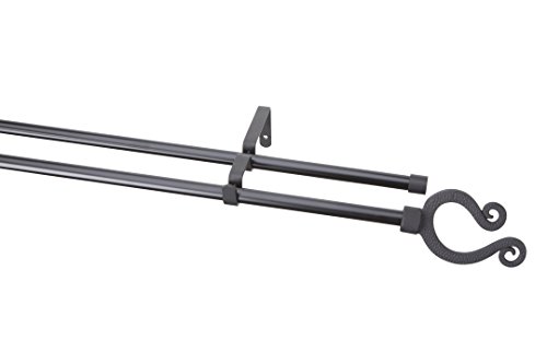 Gardinenstangen Set "Octopus" 2-läufig Metall schwarz, Ø 16mm, 400 cm Cover