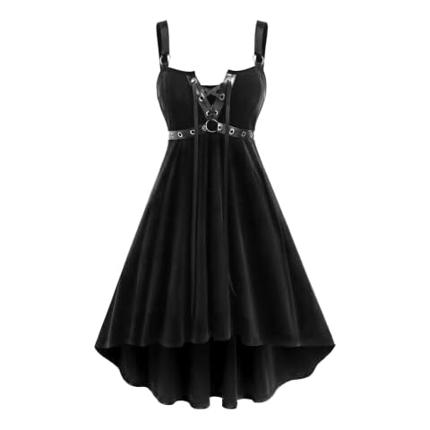 ROSE GAL Gothic Lace Up Velvet Midi Dress Cover
