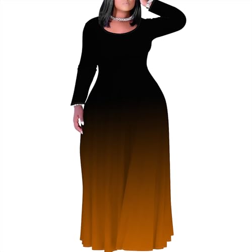 Image of PinkPatty Women's Plus Size Long Sleeve Maxi Dresses T Shirt Boho Fall Dress with Pockets