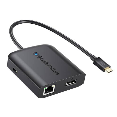 Cable Matters Multipuerto Adaptador USB C DisplayPort 1.4 (Hub USB C, Adaptador USB C con DP 8K, 2X USB 2.0, Ethernet 480 Mbps y Carga de 100W) en Negro - Puerto Thunderbolt 3 Compatible