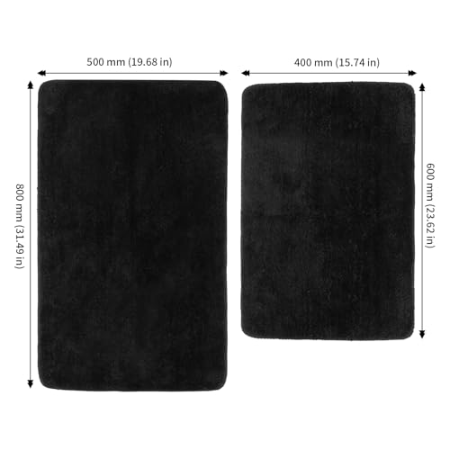 CHUENKUK 3 Stück Badezimmerteppich Set, 40 x 60 cm und 50 x 80 cm Schwarz Badematte, Badteppich Teppiche für Badezimmer – Bild 4