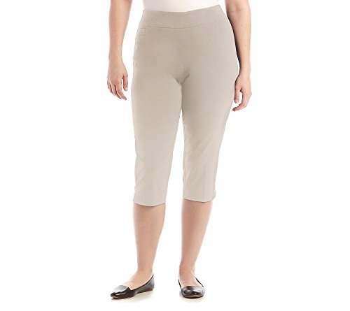 Studio Works Plus Size Wide Waistband Pull-On Capri Pants Stonewall Beige 24W