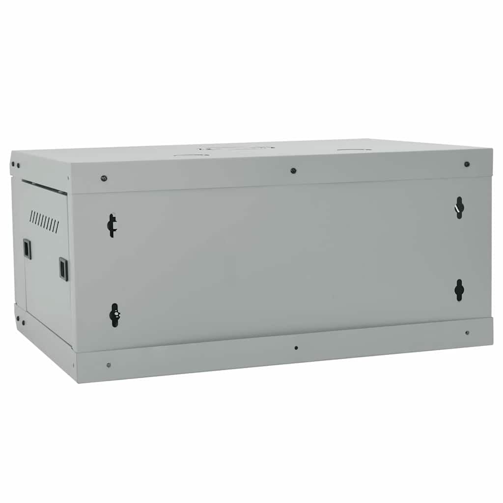 Armadio da parete per tecnologia di rete 60 x 45 x 28 cm, armadio server da 19 pollici in acciaio robusto con porta di sicurezza in vetro, grigio