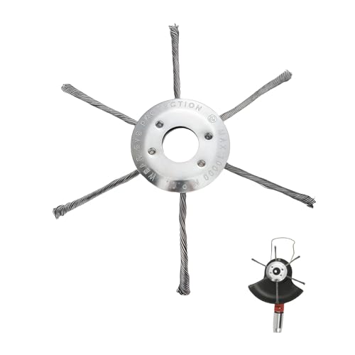 KLINNA Brosse de désherbage 6 têtes 180 mm Fil d'acier robuste Accessoire pour débroussailleuse et tondeuse à gazon à essence
