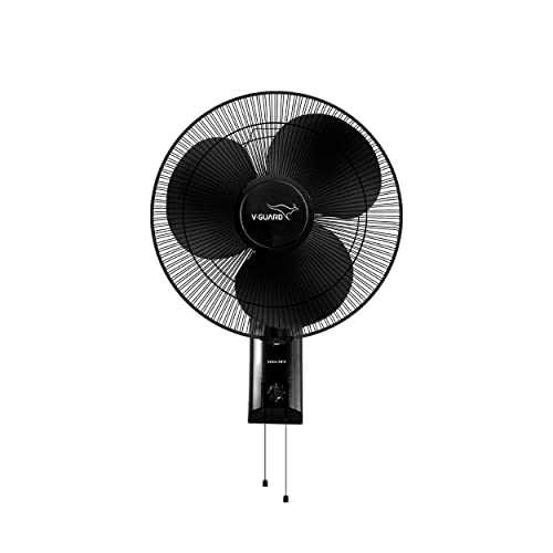 V-Guard Esfera SW N Wall Mount Fan For Bedroom | 3 Speed Settings | 1350 RPM Powerful Motor | Corrosion Resistant Metal Guards | Black | 40 cm (400mm)