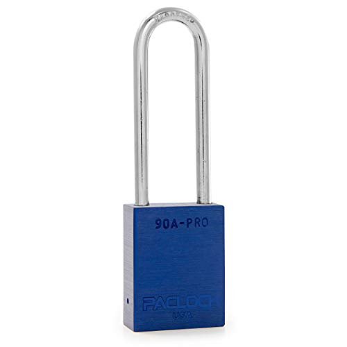 Image of PACLOCK's 90A-PRO Padlock, 1 /4 inch Diameter Hard. Steel Shackle, 3 inch Tall, High Performance 7-Pin Cylinder w / 1 Key, Keyed Differently, Blue
