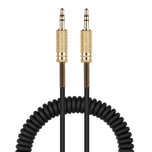 Image of for Marshall Speaker Cable, Replacement Aux Extension Cord 3.5mm Coiled Audio Cable for Marshall Action II Stanmore II Woburn II Stockwell Bluetooth Speaker