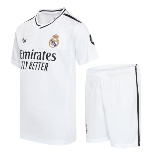 Real Madrid - Conjunto Camiseta y Pantalón Primera Equipación Temporada 24/25, Mbappé, Niños 12 Años, Replica con Licencia Oficial