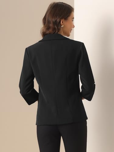Allegra K Blazers for Women's Open Front Casual Outfits Work Office Suit Jackets Ruched 3/4 Sleeve Blazer3