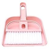 Freebily Mini Broom and Dustpan Set Portable Housekeeping Cleaning Tools for Desk Counter Sofa Kitchen Office Light Pink White One Size