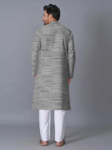 Image of Men's South Cotton Textured Ethnic Kurta Regular Fit Traditional Casual Wear
